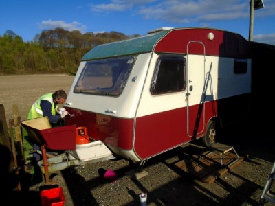 Voila! The small caravan is getting a new look, courtesy of Ian, to give it more of a heritage look and feel!