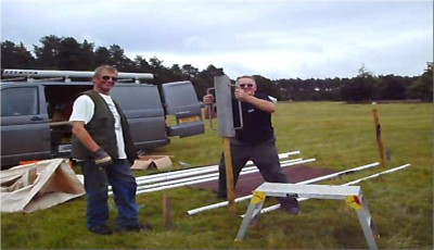 John and Keith setting up for Malton Show, June 2011.